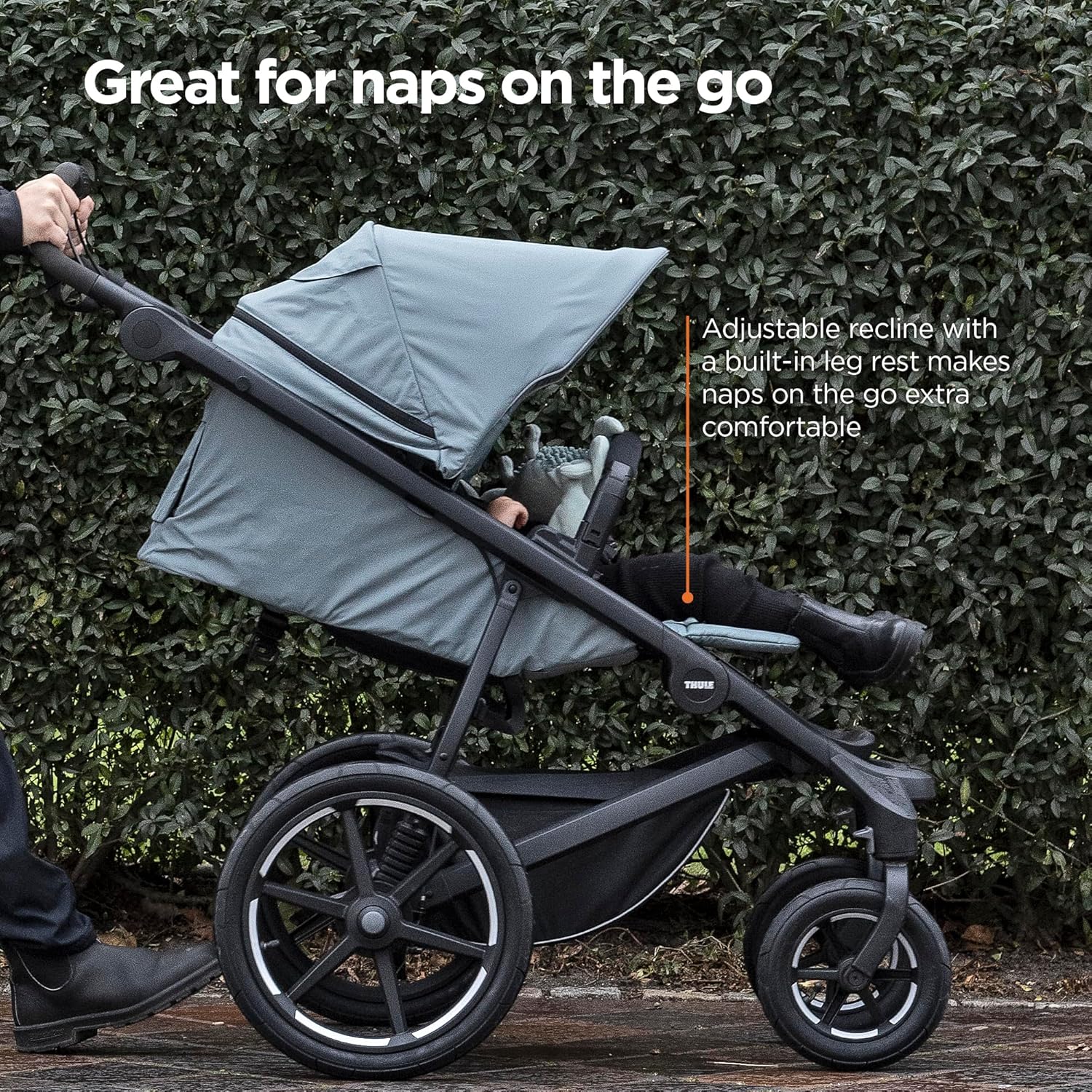 Thule Urban Glide 4-Wheel Single Child All-Terrain Stroller, Full-Suspension System, Air-Filled Tires, Upright seat with Adjustable Recline and Built-in Leg Rest, Baby Stroller - 7