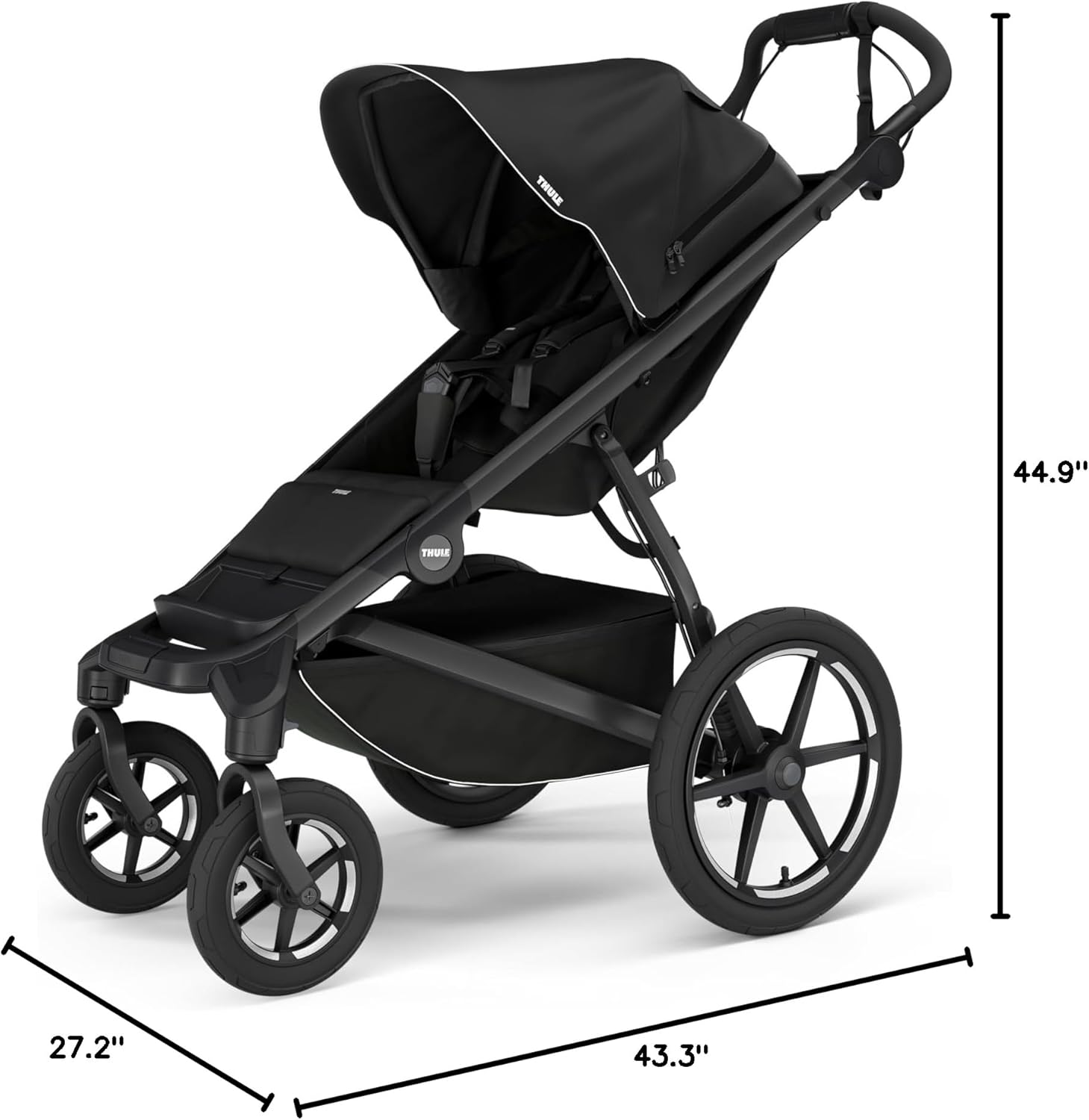 Thule Urban Glide 4-Wheel Single Child All-Terrain Stroller, Full-Suspension System, Air-Filled Tires, Upright seat with Adjustable Recline and Built-in Leg Rest, Baby Stroller - 8