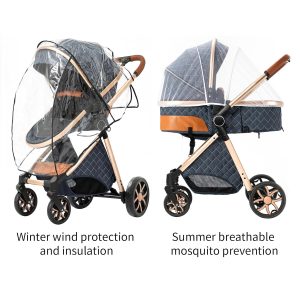 Alternative view of 2 in 1 Baby Stroller, Convertible Pram, Reversible Standard Stroller, Portable Baby Buggy, Infant Carriage, Foldable High Landscape Pushchair for Toddler Newborn (225 Black Gold)