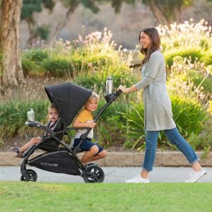 Alternative view of Baby Trend Sit N' Stand 2.0, 5-in-1 Collapsible Sit and Stand Double Stroller with Bench and Standing Board, Compact Fold, Parent Console, Simple Grey