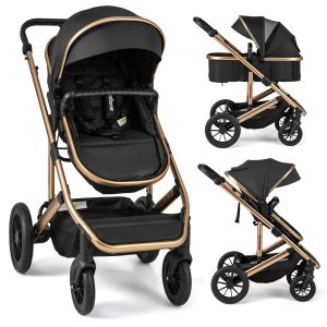 INFANS 2 in 1 Baby Stroller, Folding Newborn Pram Convertible Stroller Bassinet for Infant Foldable High Landscape Shock Absorption with Reversible Seat Aluminum Structure for Pushchair - 1