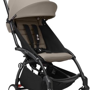 Stokke YOYO3 Stroller from 6 Months - Includes Black Frame-Taupe Seat Cushion + Canopy - Folds in & Out in a Flash - Light & Compact - Carry-On Compatible - 1