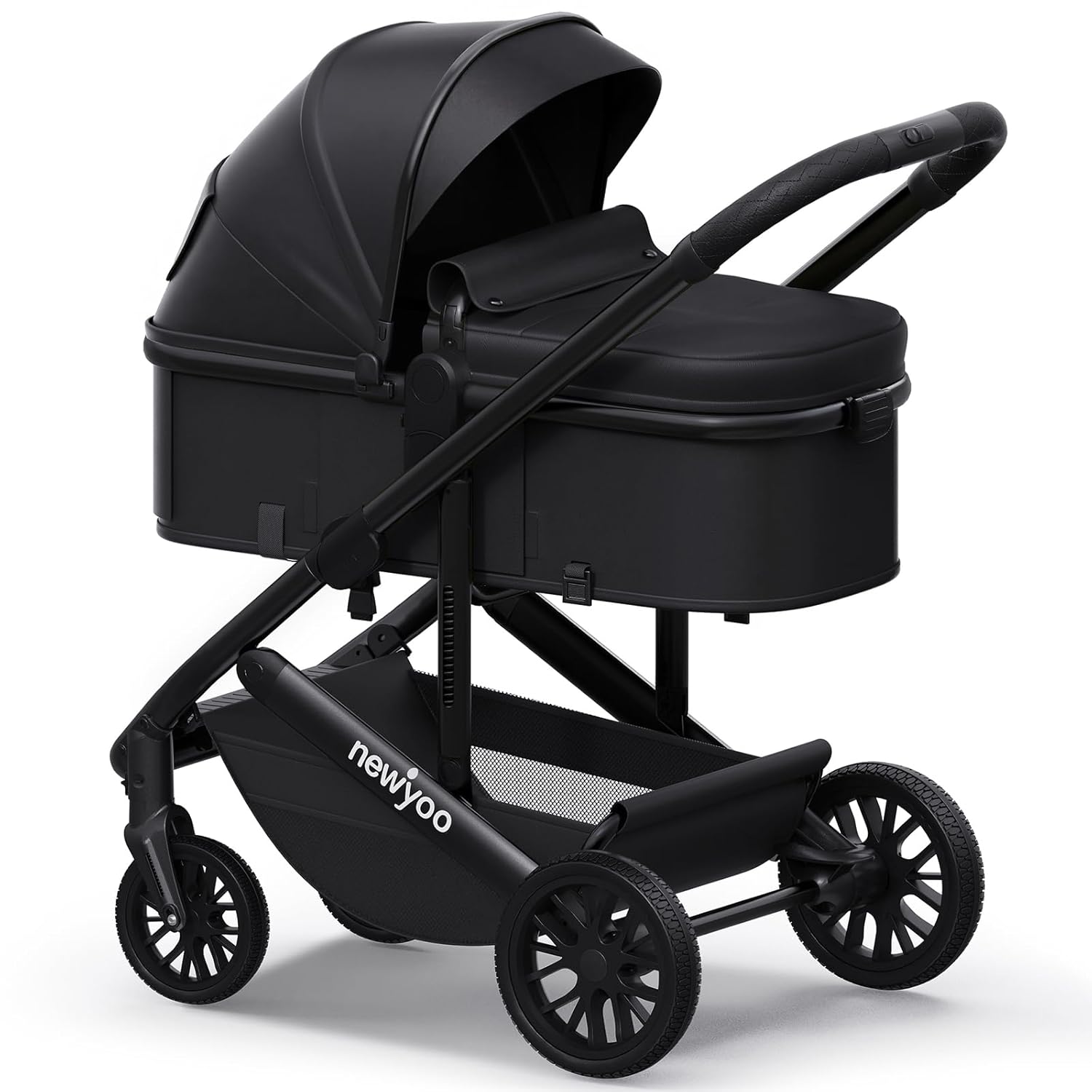 newyoo Infant Stroller with Bassinet Mode, Nestro 516M, Convertible Baby Strollers with Reversible Seat & Cup Holder, Coches para Bebes, 2-in-1 Rear-Facing Pram, Black - 1