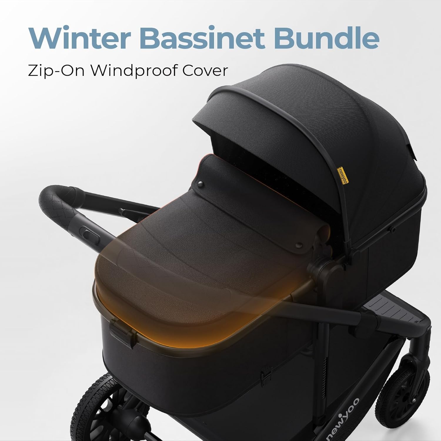 newyoo Infant Stroller with Bassinet Mode, Nestro 516M, Convertible Baby Strollers with Reversible Seat & Cup Holder, Coches para Bebes, 2-in-1 Rear-Facing Pram, Black - Image 3