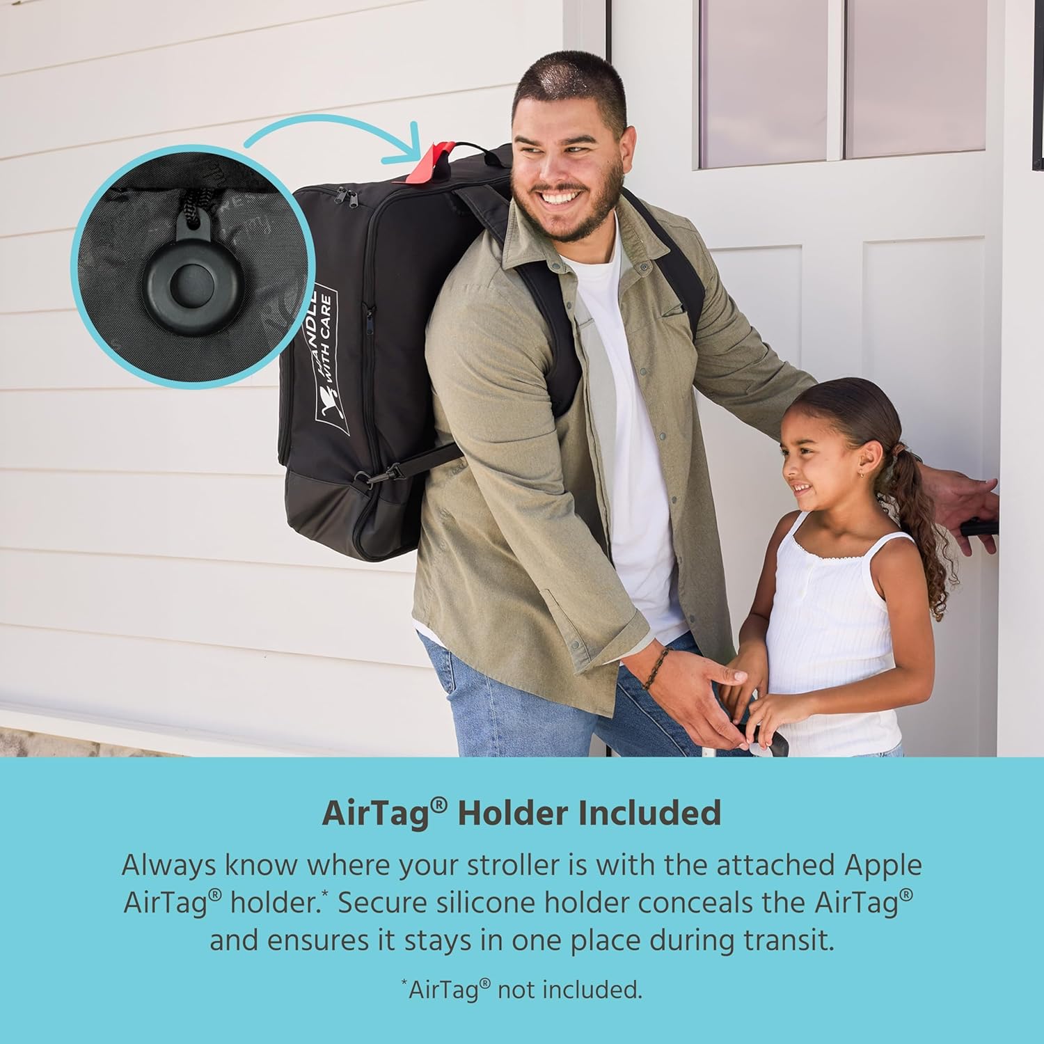 J.L. Childress Padded Compact Travel Stroller Bag for Airplane - Fits Most Compact-Fold Single Baby Strollers, AirTag Compatible, Black, Expands from 21"W x 23"H x 7"D to 21"W x 23"H x 11"D - Image 6