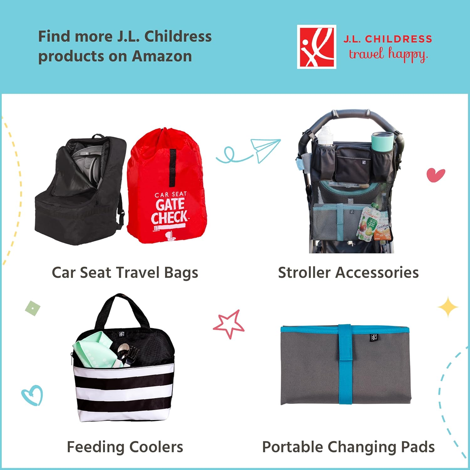 J.L. Childress Padded Compact Travel Stroller Bag for Airplane - Fits Most Compact-Fold Single Baby Strollers, AirTag Compatible, Black, Expands from 21"W x 23"H x 7"D to 21"W x 23"H x 11"D - Image 2