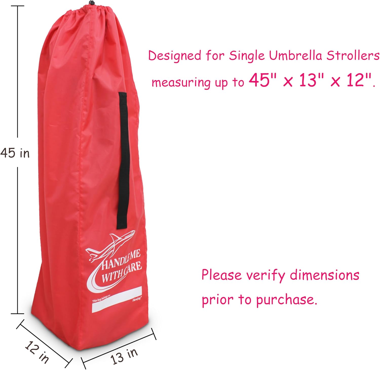 Stroller Travel Bag for Airplane, for Single Umbrella Strollers, Black - Image 6