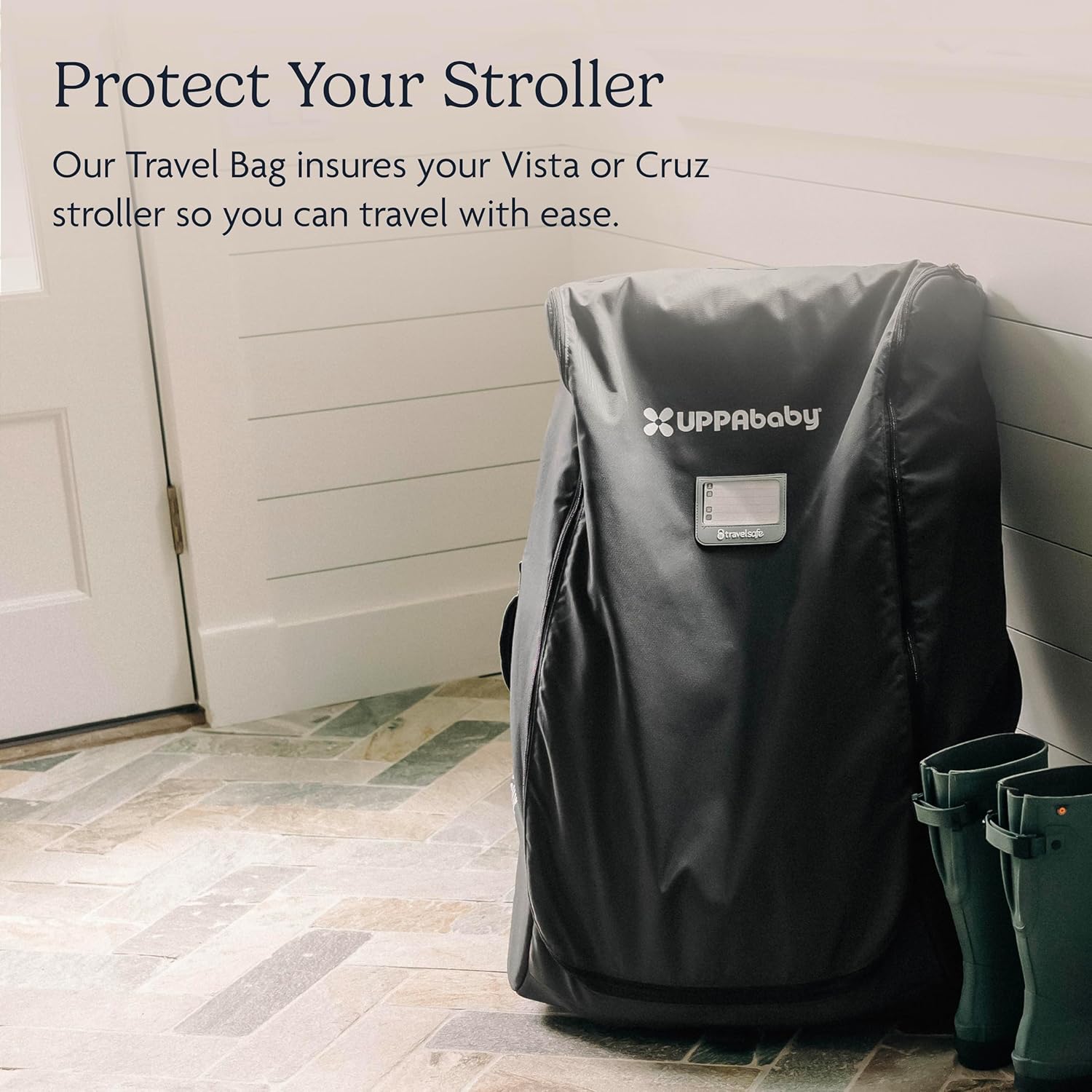 UPPAbaby Travel Bag for Vista and Cruz Strollers - Includes TravelSafe Program Coverage, Inner Wheel Bag and Storage Pocket - Smooth Wheels, Handles + Durable Design - Image 7