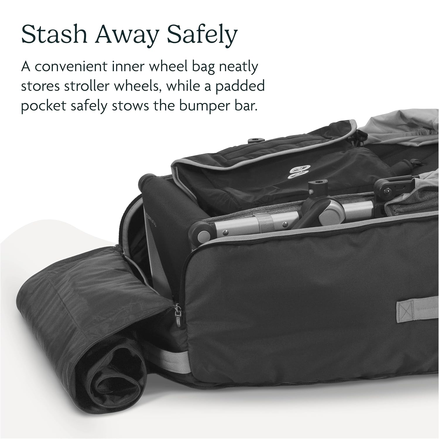 UPPAbaby Travel Bag for Vista and Cruz Strollers - Includes TravelSafe Program Coverage, Inner Wheel Bag and Storage Pocket - Smooth Wheels, Handles + Durable Design - Image 6