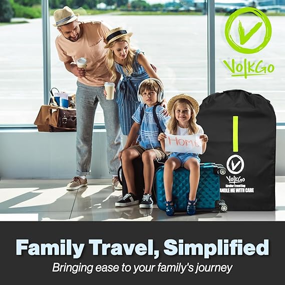 V VOLKGO Large Stroller Bag for Airplane, Large Cover for Airtravel, Jogger & Umbrella Stroller Cover for Travel - Fits Wide, Gate Check Bag, Heavy Duty Durable Infant carrier covers for Air Travel - Image 2