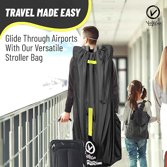V VOLKGO Super Extra Large Stroller Bag for Airplane with Padded Backpack Shoulder Straps, Double Stroller Cover for Air Travel, Jogger & Carrier - Fits All, Gate Check Bag, Waterproof Travel Cover. - Image 5
