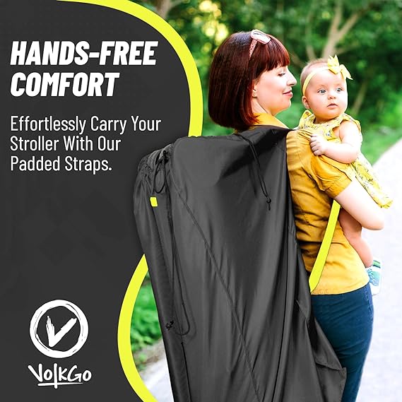 V VOLKGO Super Extra Large Stroller Bag for Airplane with Padded Backpack Shoulder Straps, Double Stroller Cover for Air Travel, Jogger & Carrier - Fits All, Gate Check Bag, Waterproof Travel Cover. - Image 4
