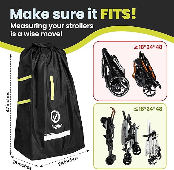 V VOLKGO Super Extra Large Stroller Bag for Airplane with Padded Backpack Shoulder Straps, Double Stroller Cover for Air Travel, Jogger & Carrier - Fits All, Gate Check Bag, Waterproof Travel Cover. - Image 3